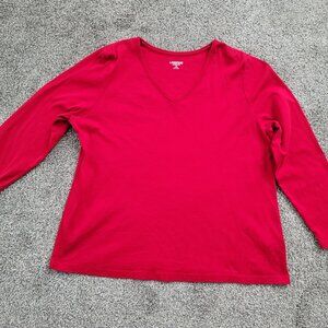 Ladies Lands End Red Shaped Fit 3/4 sleeve 1X  16w-18w